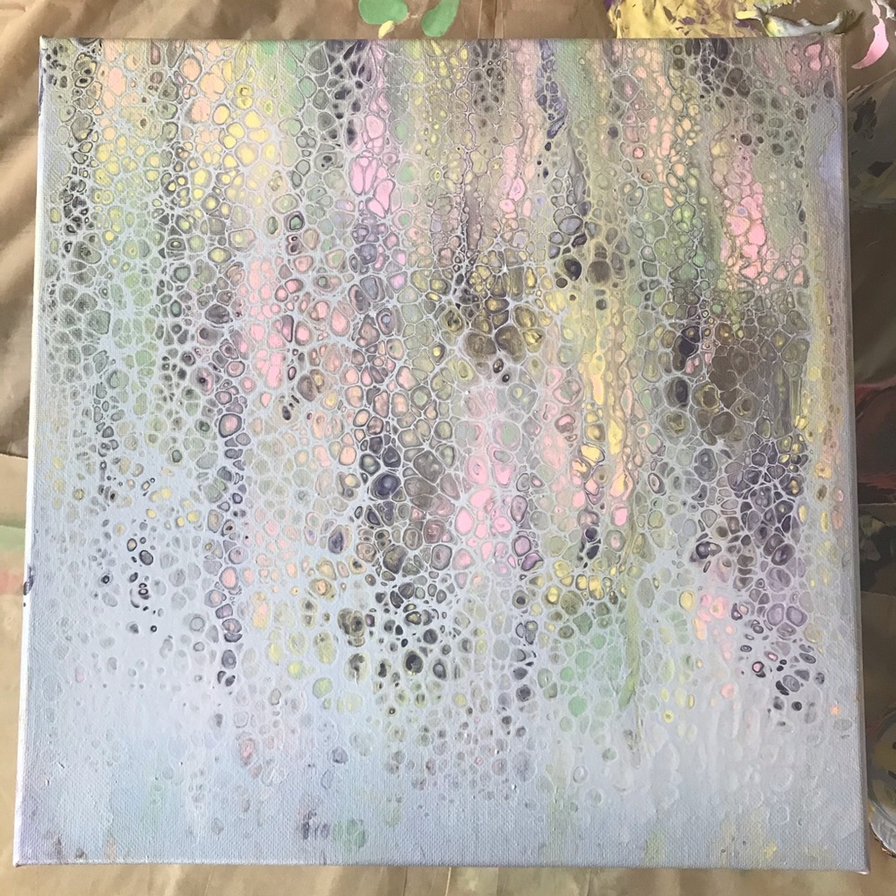 Light blue acrylic pour canvas